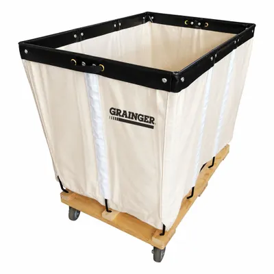 OEM Basket Truck: 15 cu ft, 600 lb, 35 in L x 25 in W x 33 1/2 in H, White - Basket Trucks with Removable Abrasion-Resistant Canvas Liner