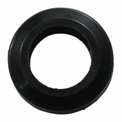 This black nylon exit wheel is a replacement part for pallet jacks. It serves as a load-bearing wheel that facilitates smooth movement and maneuverability of the pallet jack in warehouses and industrial settings.