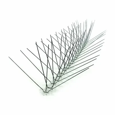 BIRD-X Bird Repellent Spikes: Narrow, Plastic Base, Silver, 100 ft Overall Lg - Bird Spikes