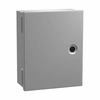 HAMMOND Enclosure: Steel, 14 in x 12 in x 8 in, NEMA 1, Solid Cover, Hinged - Steel Indoor Enclosures with Hinged Covers