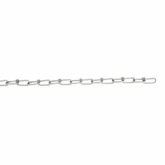 This double loop chain is designed for light-duty jack utility applications such as securing and lifting loads in industrial and maintenance settings. It features a 2-inch link inside length and a working load limit of 200 lb. The chain is made of steel with a 1/0 trade size.