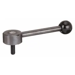Steel low-profile adjustable tension lever with a threaded stud. Features a 3/8"-16 thread, 25 mm thread length, and 100 mm overall length. Used for clamping and positioning in jigs, fixtures, and workholding setups where space is limited.