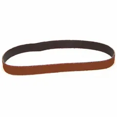 Ceramic abrasive belt with cool-cutting properties for grinding and finishing stainless steel and soft metals. Features 60 grit on a YF weight polyester backing. Suitable for industrial metalworking applications where reduced heat buildup is critical. Supplied in a 200-pack.