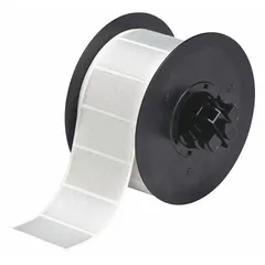 Precut label roll with tamper-indicating checkerboard footprint pattern. Labels measure 2 in x 1 in with a 1 in core. Compatible with S3700 printer series. Used for security marking and tamper evidence in industrial environments.