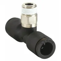 LEGRIS Push-Fit Tee Fitting: 6 mm OD x 6 mm OD x 1/8 in Pipe Size, Tube x Tube x MBSPT, Black, 10 PK (MPN 3108 06 10)