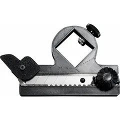 This mounted dispenser holds one roll of bubble wrap or foam up to 24 inches wide. It is used in packaging lines, warehouses, and shipping departments to cut and dispense protective wrapping. The unit has an overall width of 1 inch and is designed for fixed mounting.
