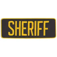 HEROS PRIDE Embroidered Patch: Sheriff, 11 in x 4 in, Black/Gold, Polyester/Rayon, Back (MPN 5263)