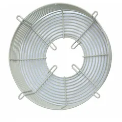This steel fan guard set includes one rear section with a powder-coated beige finish. It is designed for use with industrial and ceiling fans to provide a protective barrier around rotating blades. Suitable for applications where personnel protection and airflow maintenance are required.
