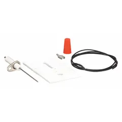 Flame rod kit for flame detection in gas burners. Used in HVACR systems to sense flame presence and ensure safe gas valve operation. Replacement component for compatible gas-fired equipment.
