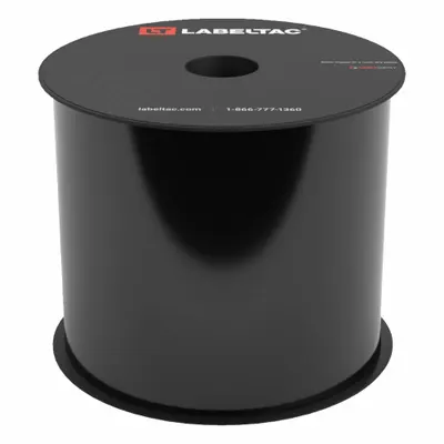 CREATIVE SAFETY SUPPLY LabelTac Pro Model High Temp Supply: 4 in x 100 ft, Vinyl, Black (Gloss) - LabelTac Thermal Transfer Continuous Label Rolls