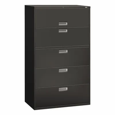 HON Lateral File Cabinet with Drawer: Charcoal, 5 Drawers, 64 1/4 in Overall Ht - Lateral File Cabinets