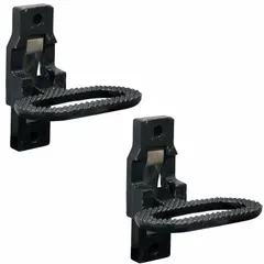 This foldable truck step is constructed from cast steel with a black finish. It provides a stepping surface for accessing trucks, trailers, and heavy equipment in fleet maintenance and vehicle service settings.