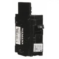 Single-pole bolt-on miniature circuit breaker rated 50 A at 120V AC, Std type. Provides overcurrent protection for branch circuits in electrical distribution systems. Suitable for use in panelboards requiring bolt-on connections.