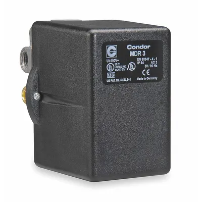 CONDOR USA, INC Pressure Switch: Std, 45 psi – 160 psi, (3) 1/4" FNPT/3/8" FNPT - General Purpose Pressure Switches for Air & Water