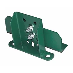 This steel support stand is designed for low-profile permanent mount conveyor systems. It features a green finish and an adjustable height range from 2 11/16 in to 4 3/16 in. Suitable for use in assembly lines, packaging, and light manufacturing where stable, space-saving conveyor support is required.