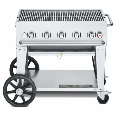 CROWN VERITY Propane Grill: Propane, 5 Burners, 79,500 BtuH Heating Capacity, 36 in Overall Ht - Wheeled Grills
