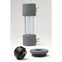 This flow cell kit accommodates 1 or 2 ports for directing sample water past sensors in continuous monitoring setups. With overall dimensions of 4 in height, 4 in width, and 13 in depth, it is suitable for laboratory and field water testing applications.