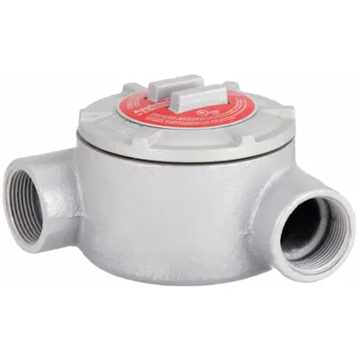 APPLETON ELECTRIC Conduit Outlet Body: Iron, Triple Coat Epoxy Coating, GR, 1 1/2 in Trade Size - N Round Body - 90° Elbow Type