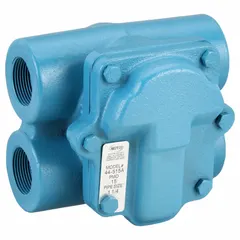 This cast iron H-pattern float and thermostatic steam trap automatically drains condensate from steam lines while preventing steam loss. It features a stainless steel float and is designed for horizontal installation. Suitable for use in steam mains, heat exchangers, and other steam systems requiring condensate removal.