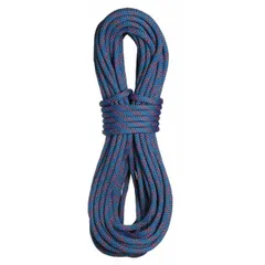 This 3/8-inch diameter static kernmantle rope is constructed of nylon with a working load limit of 580 lb. Designed for general utility applications such as securing loads, rigging, and industrial pulling tasks where minimal stretch is required.