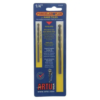 ARTU Porcelain Tile Starter: 1/4 in Drill Bit Size, 4 1/8 in Overall Lg - Drill Bit Kits for Porcelain Tile