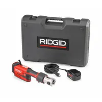 RIDGID Cordless Press Tool: 18V Li-Ion, Std, Inline, For 1/2 in to 4 in Pipe, Black Steel/Copper/PEX (MPN 67218)