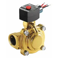 This REDHAT solenoid valve is a 2-way, 2-position normally closed type with a 1-inch pipe size and 110V AC voltage. The explosion-proof coil enclosure allows use in hazardous locations where flammable gases or liquids may be present. It is suitable for on/off control of compatible fluids in industrial fluid handling systems.