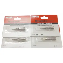 This tip kit is a replacement part for Master Appliance heat tools. It is designed for use in applications such as shrink-fitting, soldering, and plastic welding. The kit fits Master Appliance brand equipment and is compatible with models UT-100Si-TC, 1YMK2, 1YMK3, UT-100SI, UT-100SIK, UT-100Si-HK, and 6NE95.