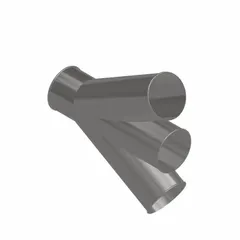 Stainless steel branch fitting with a 30° angle, designed for 7-inch duct diameter. Overall length is 23 inches. Used to connect branch lines to main ducts in dust collection and pneumatic conveying systems.
