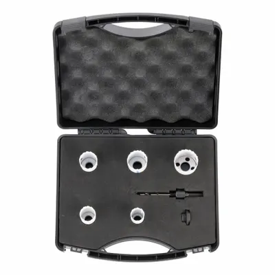 WESTWARD Hole Saw Kit: 7 Pieces, 1 1/2 in Max. Cutting Dp, Bi-Metal - Multi-Material-Cutting Hole Saw Kits