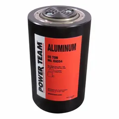 Single-acting hydraulic cylinder from the Lightweight Rams series. Nominal capacity of 55 tons with a 4-inch stroke. Suitable for lifting, pressing, and positioning tasks in confined spaces where high force is required.
