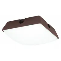 This LED low-profile fixture delivers 4600 lumens at 4000K neutral white light, consuming 40 watts. It operates on 120 to 277V AC and features a Type V distribution for uniform, wide-area illumination. The bronze finish suits parking garages, canopies, and covered walkways