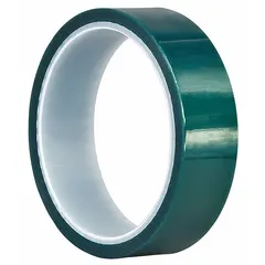 Polyester film tape with silicone adhesive, 3.2 mil thick, 1 inch wide, 18 yards long, green. Designed for masking in powder coating, paint baking, and other high-heat finishing processes where clean removal and heat resistance are required.