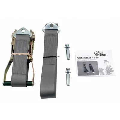 QUAKEHOLD Ratchet Strap, 4000 lb Capacity, Nylon, Item-to-Floor Bracing - Large- Sized Equipment Straps & Brackets