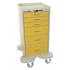 LAKESIDE Compact General Medical Supply Cart with Drawers: Steel, (2) Swivel/(2) Swivel with Brake (MPN ST-630-P-2BEY). Key specifications — Material: Steel; Drawer Color: Yellow; Brand: LAKESIDE; Caster/Wheel Configuration: (2) Swivel with Brake; Cabinet Color: Beige.