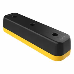 This floor-mount impact protection curb is constructed from Monoplex material in a black/yellow finish. It measures 35 1/2 inches in length, 9 3/4 inches in width, and 7 1/4 inches in height. Designed to shield charging station infrastructure from vehicle or equipment collisions, it absorbs and deflects impacts to reduce damage to sensitive electrical equipment in industrial facilities, warehouses, and EV charging depots.