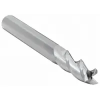 Carbide square end mill with 3 flutes, 1/4" cutting diameter, 3/4" length of cut, and 2-1/2" overall length. Designed for milling slots, pockets, and profiles in aluminum and non-ferrous materials, producing sharp 90° corners