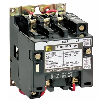 SQUARE D NEMA Magnetic Contactor: Non-Reversing, 3 Poles, NEMA Size 3, 90 A - Non-Reversing NEMA Contactors