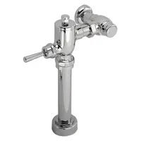 Exposed, top-spud manual flush valve for toilets. Rated at 1.28 gallons per flush for water-efficient operation. Features an 11-1/2 in rough-in and top spud location. Suitable for commercial and institutional restroom applications