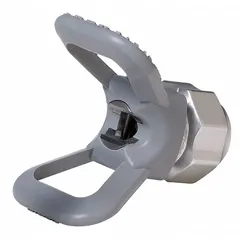 Airless spray gun tip guard in gray, designed for RAC series spray guns and compatible with model X60DH4. Used to protect operators from accidental contact with the spray tip during airless painting applications.