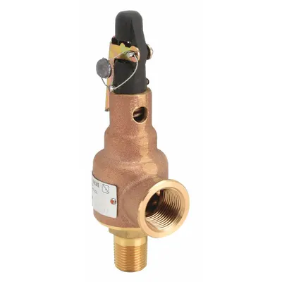 KUNKLE VALVE Safety Relief Valve: MNPT x FNPT, 1/2 in x 3/4 in, Bronze - ASME Section VIII & XIII Air, Inert Gas & Liquids Pressure Relief Valves