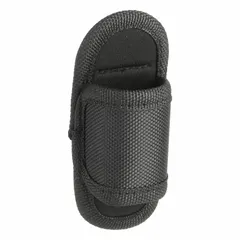 Black Cordura holster with hook and loop mount, designed for belts up to 2 1/4 inches wide. Compatible with Nightstick flashlights. Provides secure, hands-free carry for industrial, security, and maintenance applications.
