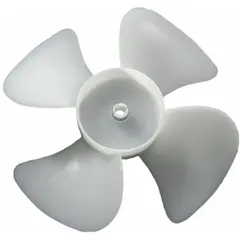 This DAYTON plastic fan blade has a 3-inch diameter, 1/8-inch bore, and 4 blades with clockwise (CW) facing discharge. It is used for moving air in ventilation, cooling, or exhaust applications, commonly in small industrial equipment, electronics cooling, or HVAC systems.