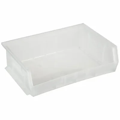 AKRO-MILS Hang and Stack Bin: 16 1/2 in x 10 7/8 in x 5 in, Clear, Label Holder Included - Clearview Plastic Bins