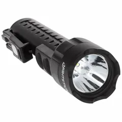 Portable flashlight with 235 lumen output and 181 meter beam distance. Features three light output modes and a 9.5 hour runtime at maximum brightness. Powered by three included AA batteries. Suitable for general inspection, maintenance, and security patrol tasks.