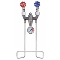 This hose station is constructed of stainless steel with a stainless steel finish. It features 3/4 in FNPT x FNPT connections, a maximum flow rate of 9 gpm, and an overall height of 18 in. Suitable for industrial washdown, cleaning, and process fluid handling applications