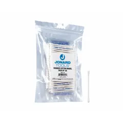 Two lint-free cotton tips on a 3 1/8 in handle for cleaning dirt and debris from fusion splicer V-grooves and other optical component surfaces. Round tip design allows access to confined areas without leaving residue.