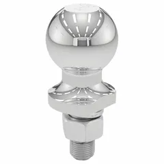 This CURT trailer ball is made of chrome-plated steel with a 2-inch diameter and a gross vehicle weight capacity of 3,500 lb. It is designed for towing trailers, boats, or campers equipped with a 2-inch coupler, suitable for light- to medium-duty towing applications.