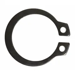 Steel snap ring used as a replacement part in Dayton pallet jacks. Secures components within the jack assembly. Suitable for material handling tasks in warehouses and industrial facilities.