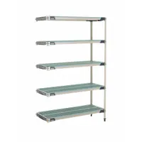 METRO Plastic Industrial Shelving: 18 in x 48 in, 74 in Overall Ht, 5 Shelves, Antimicrobial (MPN 5AX357GX3)